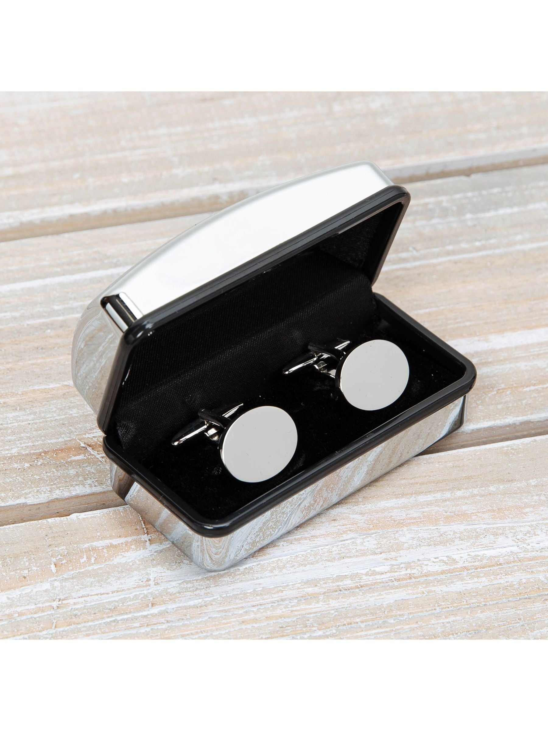 Widdop Silver oval cufflinks engravable box - British product