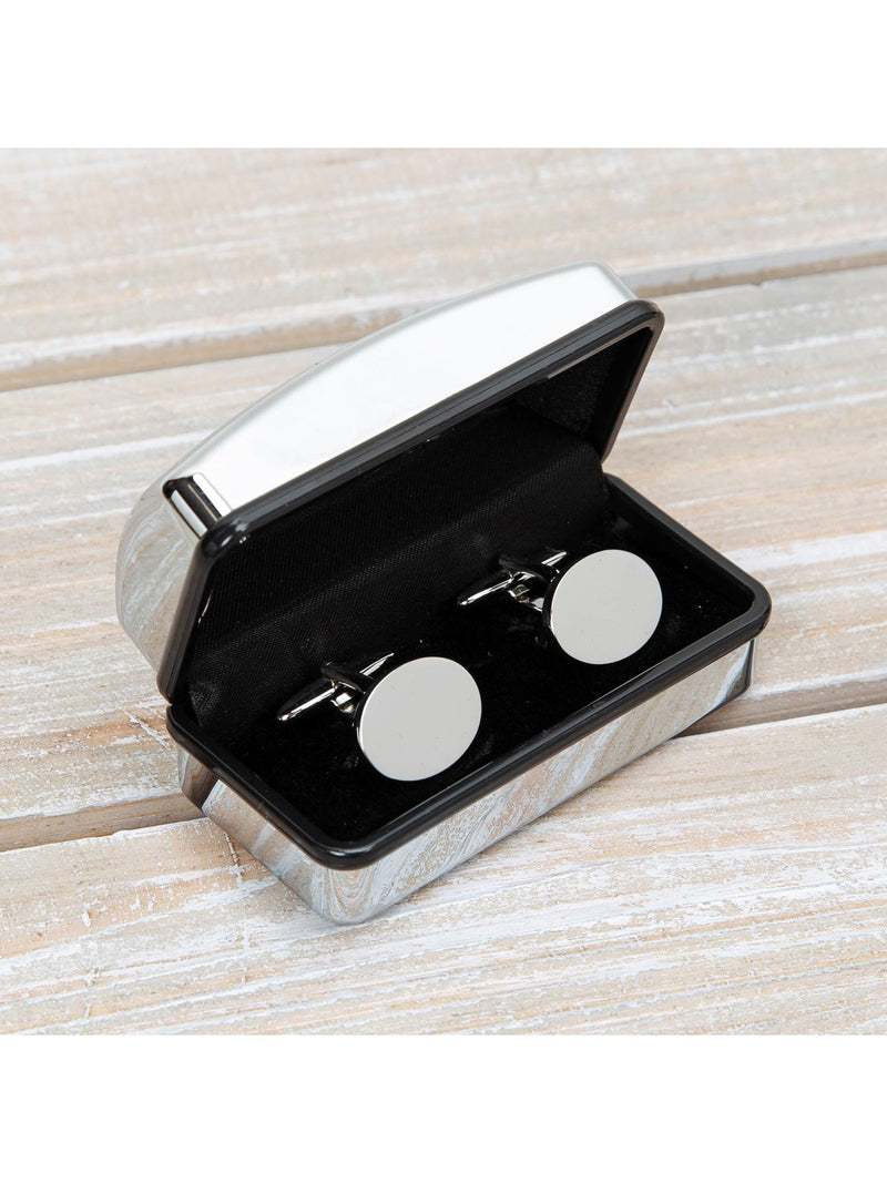 Widdop Silver oval cufflinks engravable box - British product