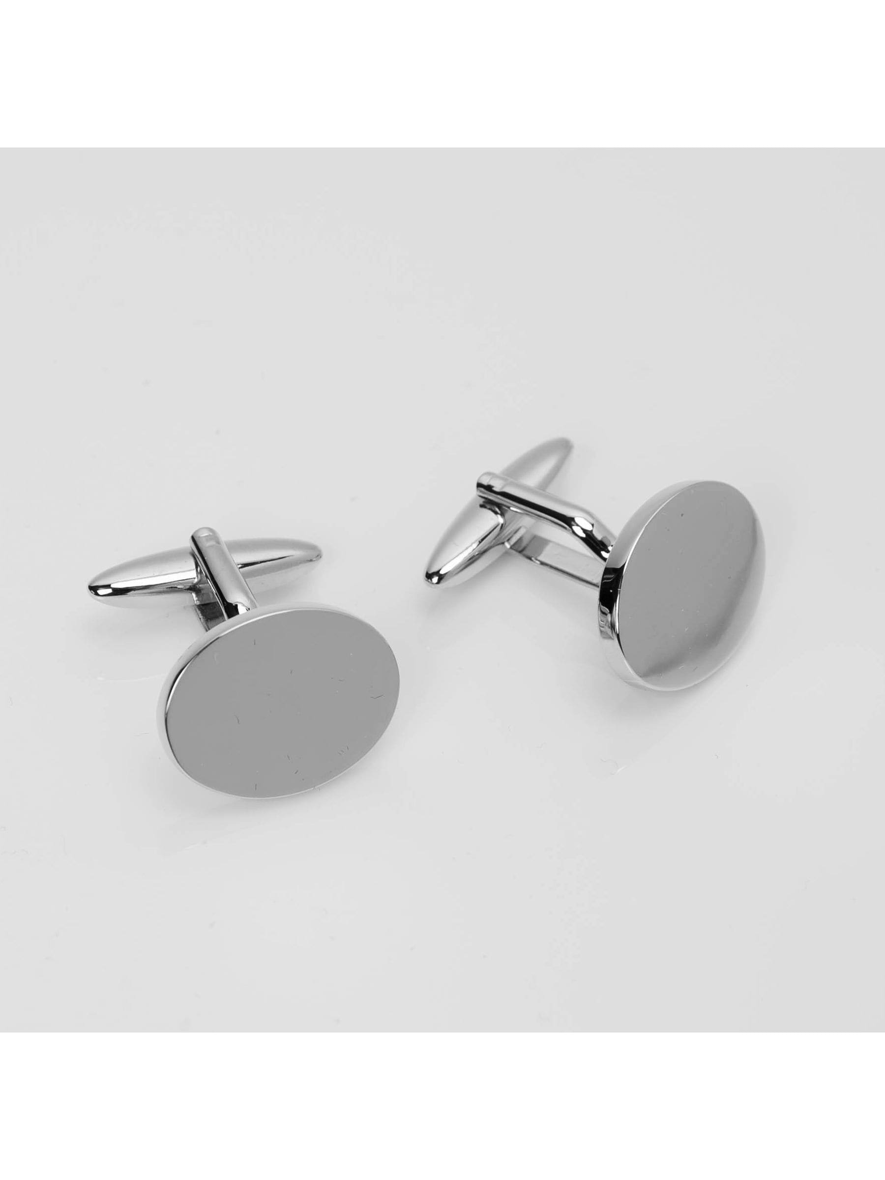 Widdop Silver oval cufflinks engravable box - British product