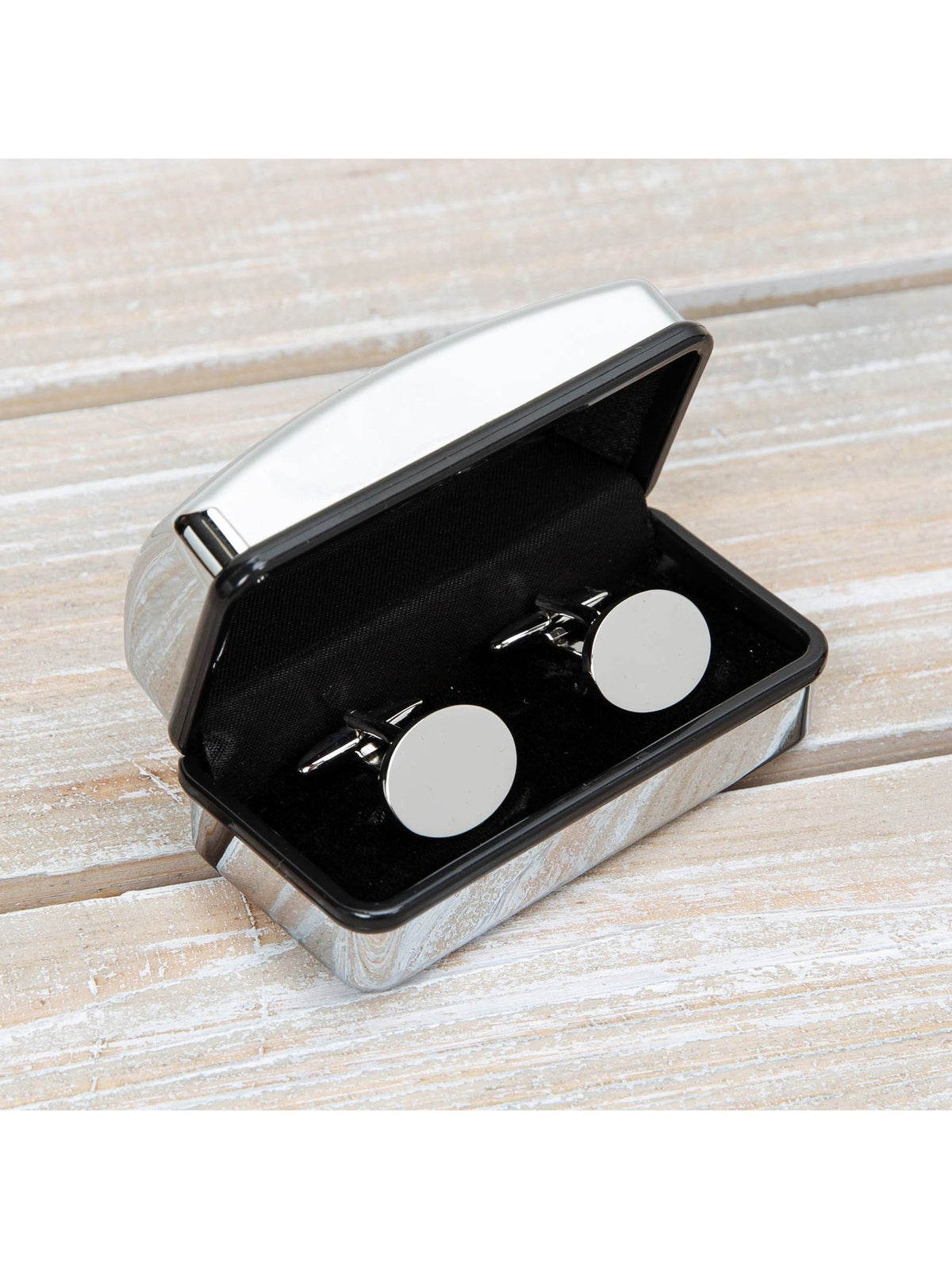 Widdop Silver oval cufflinks engravable box - British product