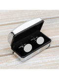 Widdop Silver oval cufflinks engravable box - British product