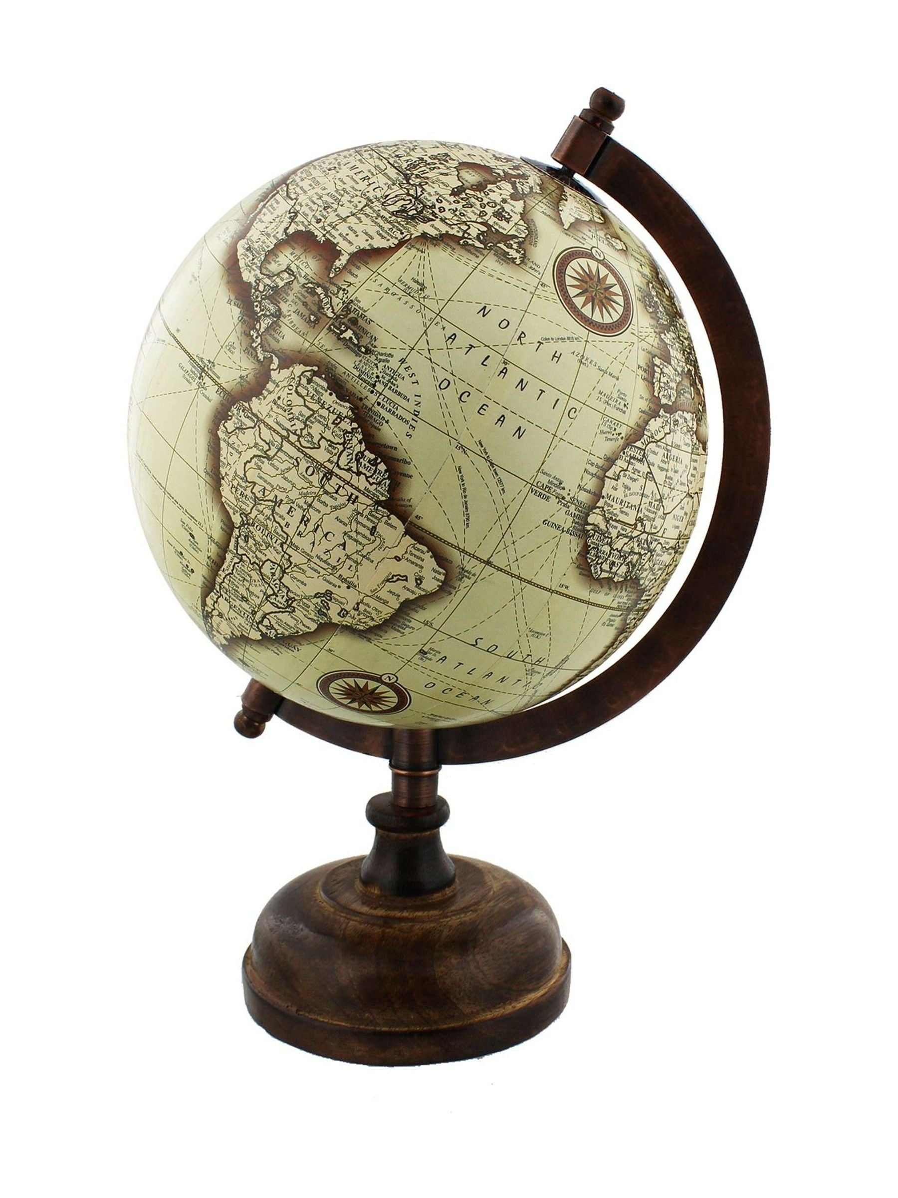 Widdop Brown Harvey Makin globe metal wooden base 27cm - British product