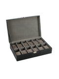 Harvey Makin black lizard vinyl watch box for 12 watches (British brand)