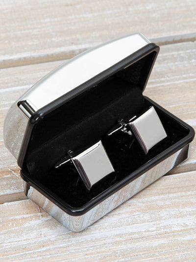 Next Widdop Silver Plain Square Cufflinks in Engravable Box- Buy online at McGrocer