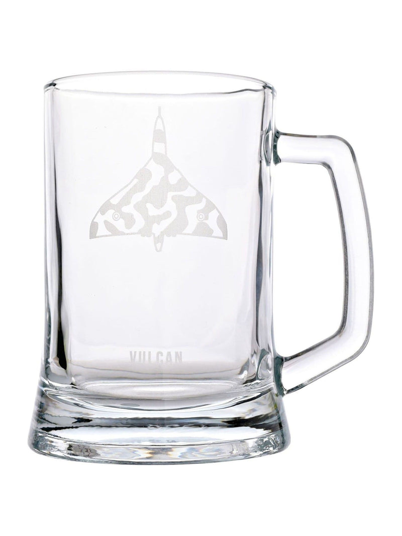 Widdop RAF etched glass tankard Vulcan 13.5cm (British brand)