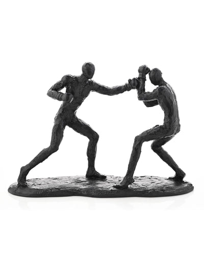 Harvey Makin Box-Figur, schwarzes Polyresin-Skulptur, 20x29x8cm