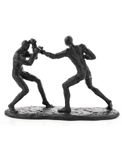 Harvey Makin Box-Figur, schwarzes Polyresin-Skulptur, 20x29x8cm
