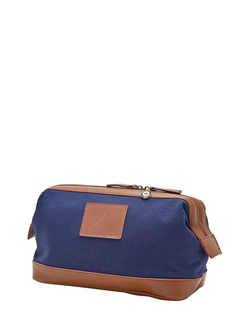 Widdop Blue RAF Canvas & Faux Leather Washbag