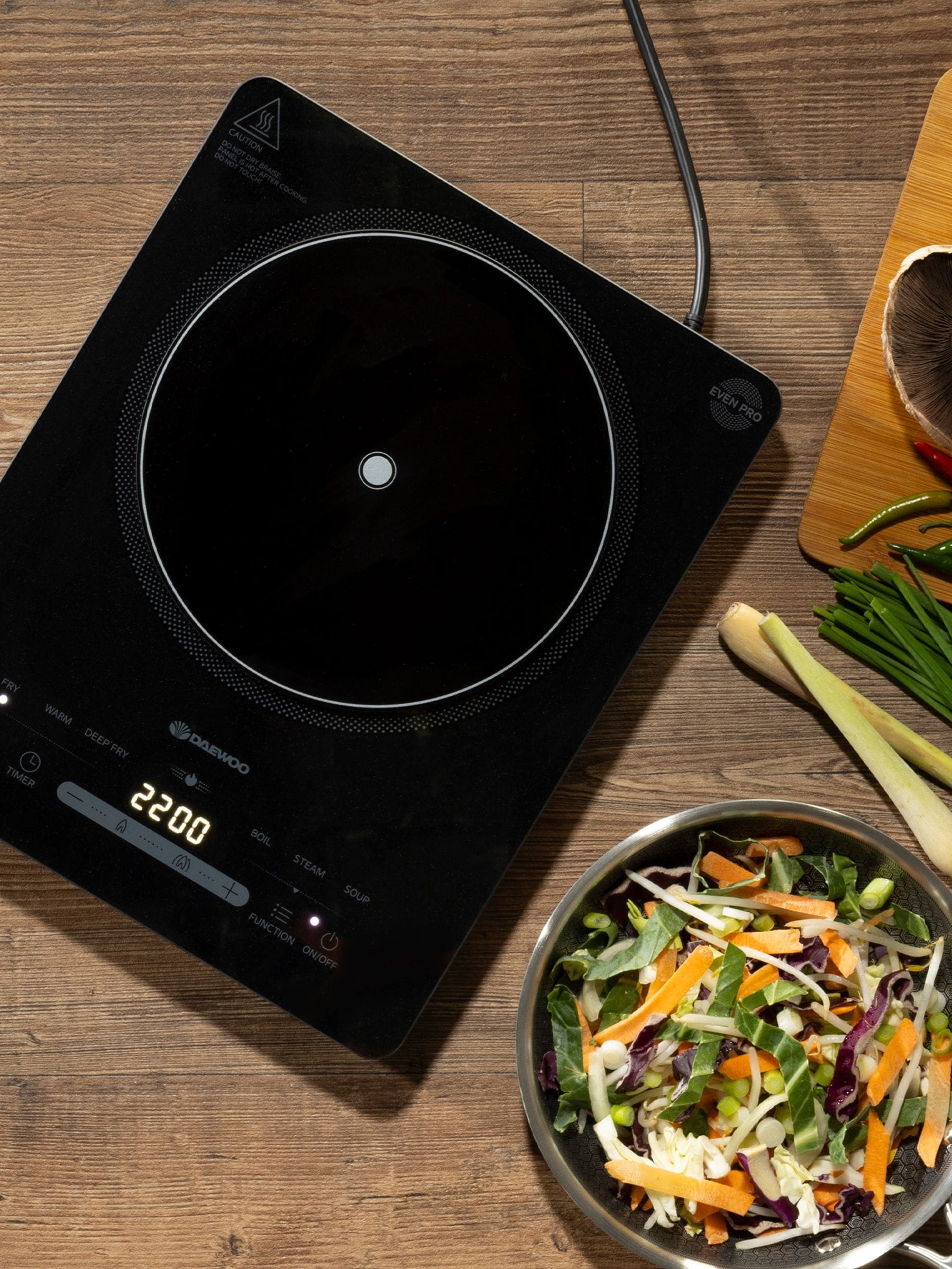 Daewoo Black Single Induction Hob 2200W, imported from the UK