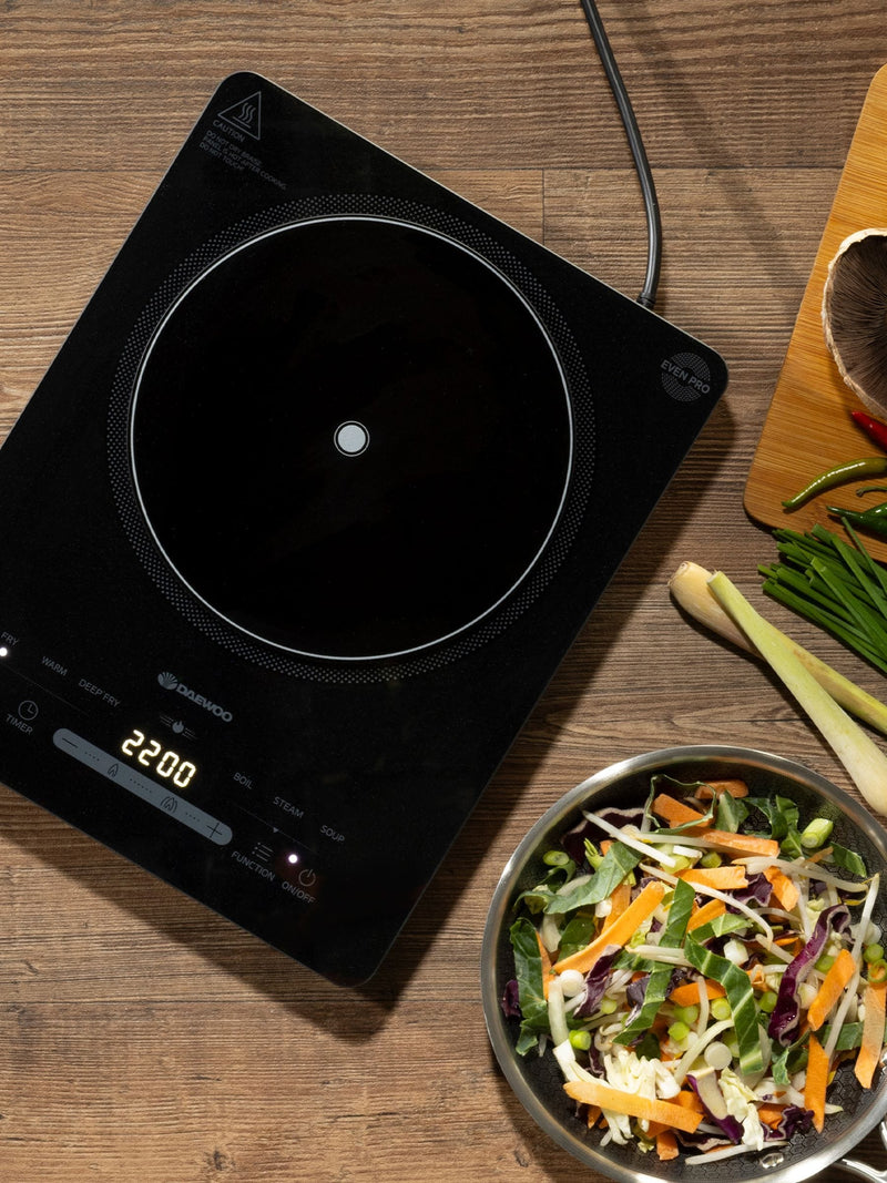 Daewoo Black Single Induction Hob 2200W, imported from the UK