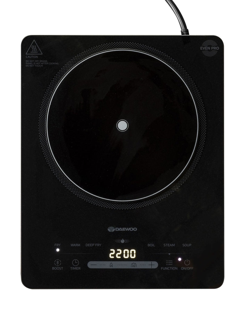 Daewoo Black Single Induction Hob 2200W, imported from the UK