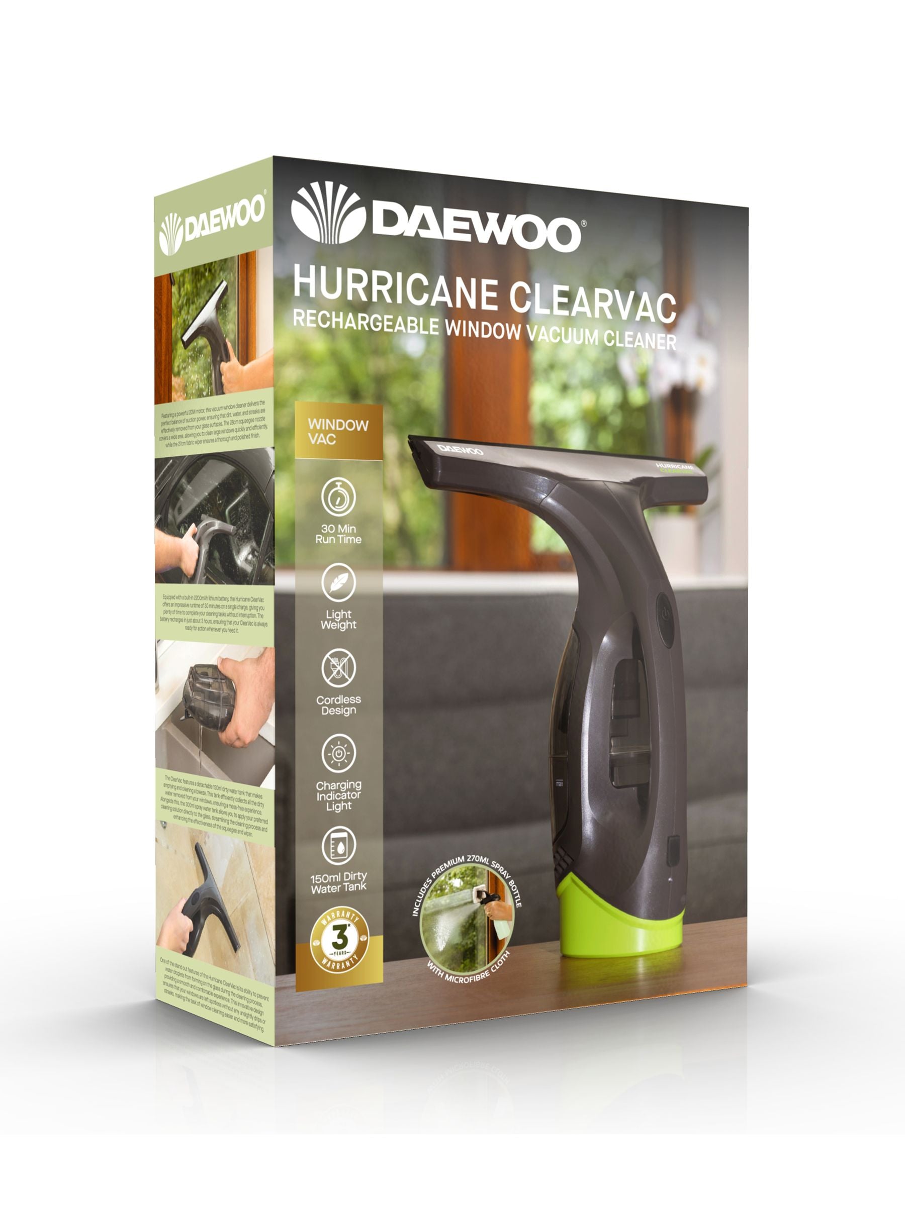 Daewoo Hurricane Clearvac window cleaning vacuum, imported from the UK