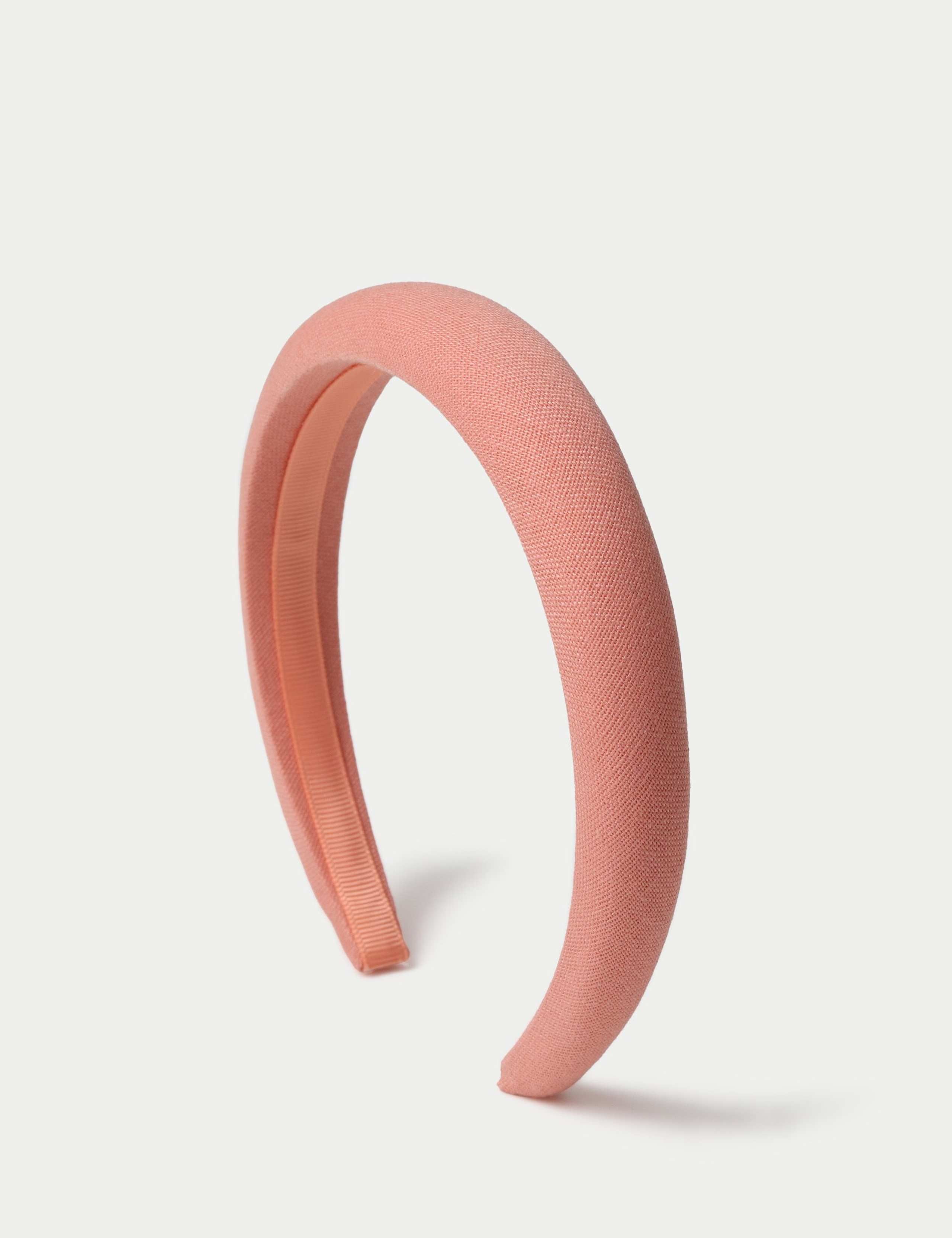 YG Coral Pink Linen Knot hair accessory - British product