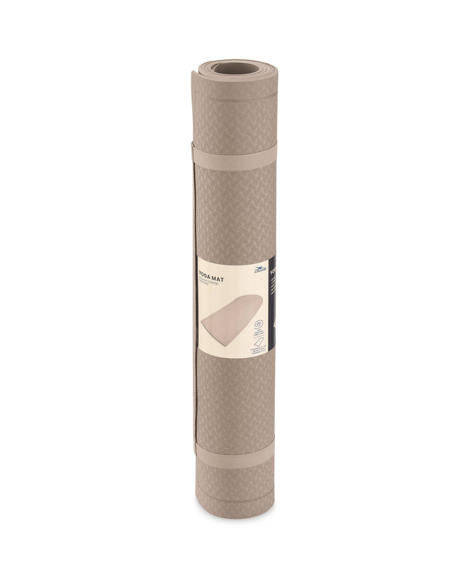 Crane yoga mat with carrying strap, available in multiple colors, imported from the UK