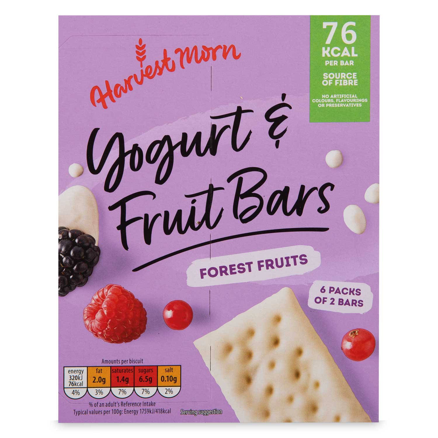 Yogurt and forest fruit snack bars, 6 pack, UK version