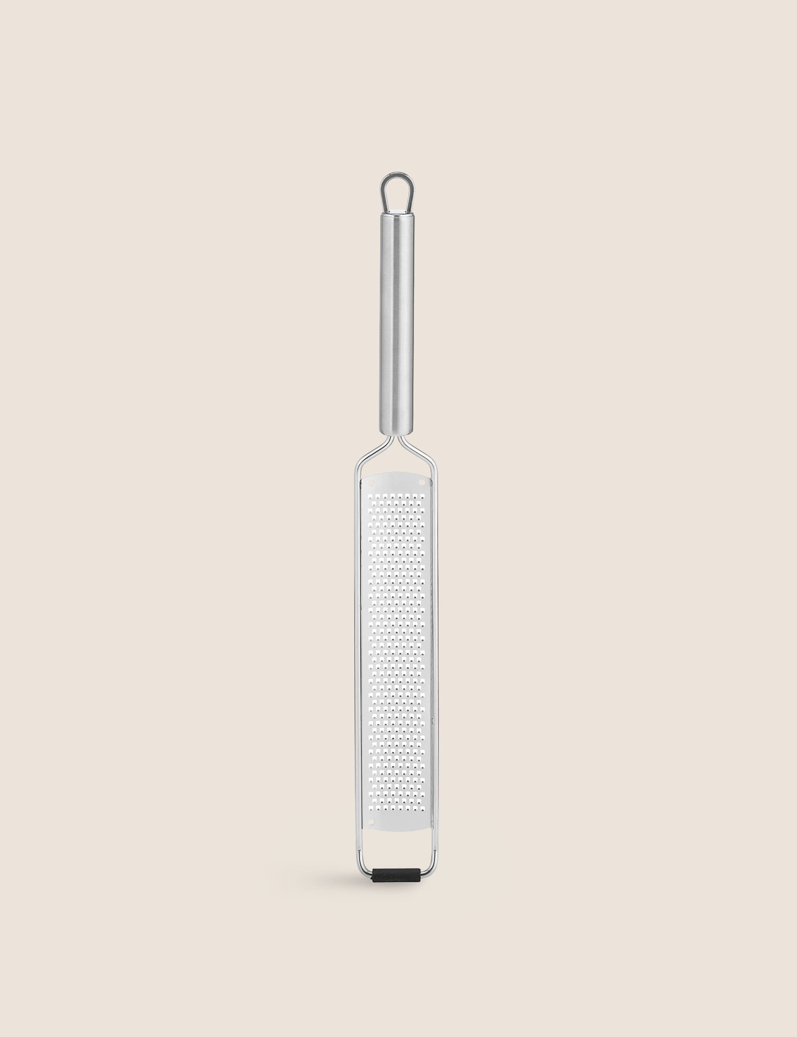 Stainless steel zester grater with silicone base and hanging loop (British brand)