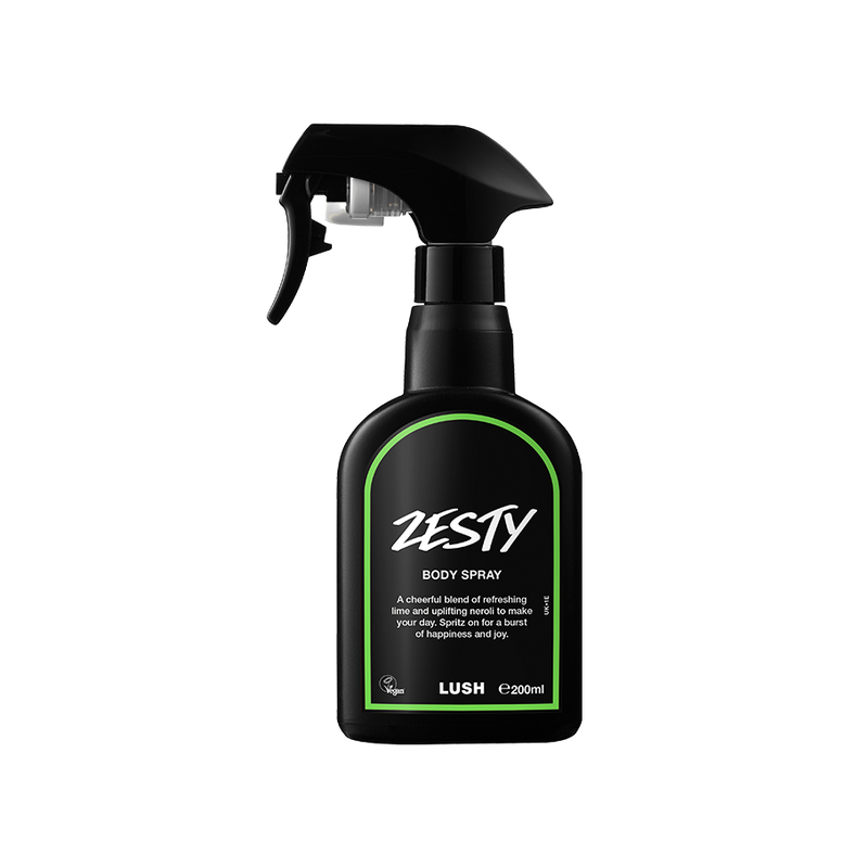 Lush Zesty body spray in lime and neroli, imported from the UK