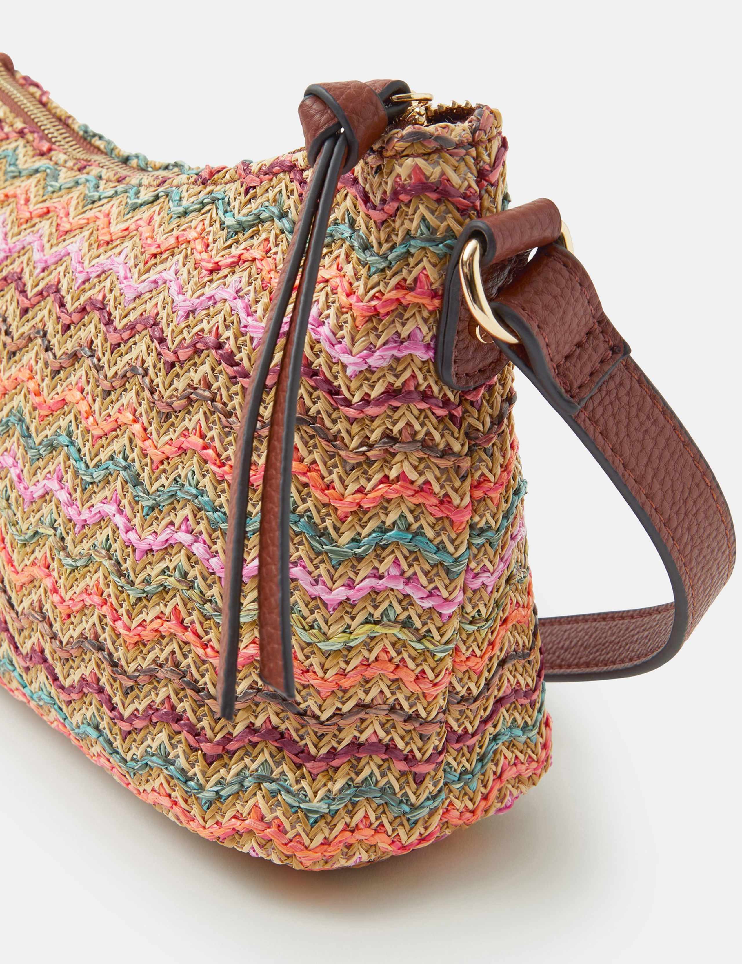 Accessorize Zig Zag raffia shoulder bag, imported from the UK