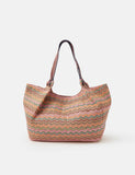 Accessorize zig zag raffia shoulder bag woven stripe, imported from the UK
