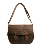 Barbour waxed Tarras messenger bag with leather trim, imported from the UK