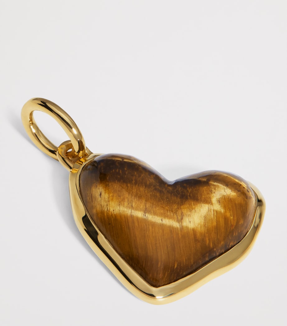 Monica Vinader gold vermeil heart pendant with tiger's eye, imported from the UK