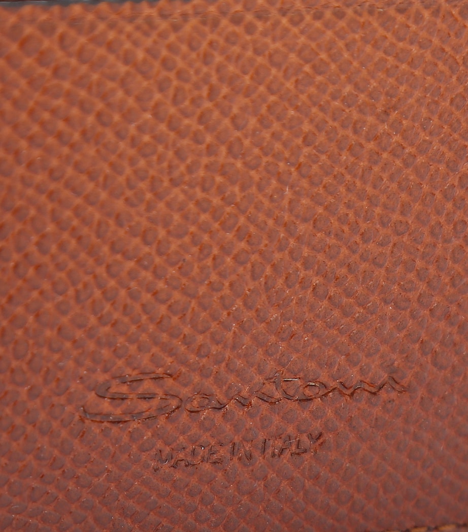 Santoni textured leather card holder with 4 card slots, imported from the UK