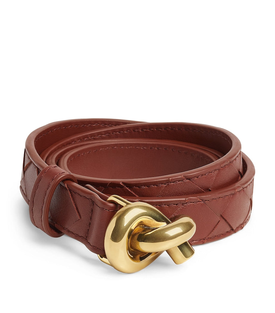 Bottega Veneta leather knot belt with Intrecciato weave (British brand)