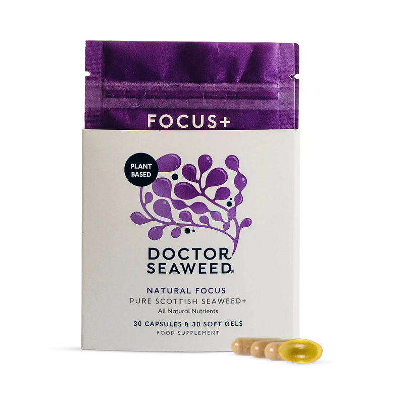 Doctor Seaweed's Focus+ supplement 60 capsules, imported from the UK