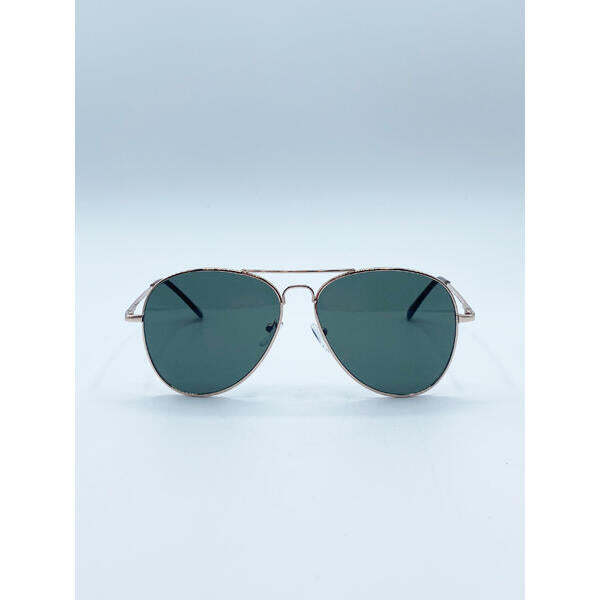 SVNX gold frame aviator sunglasses khaki lenses (British brand)