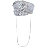 Fever Deluxe sequin studded captain's hat silver - British product