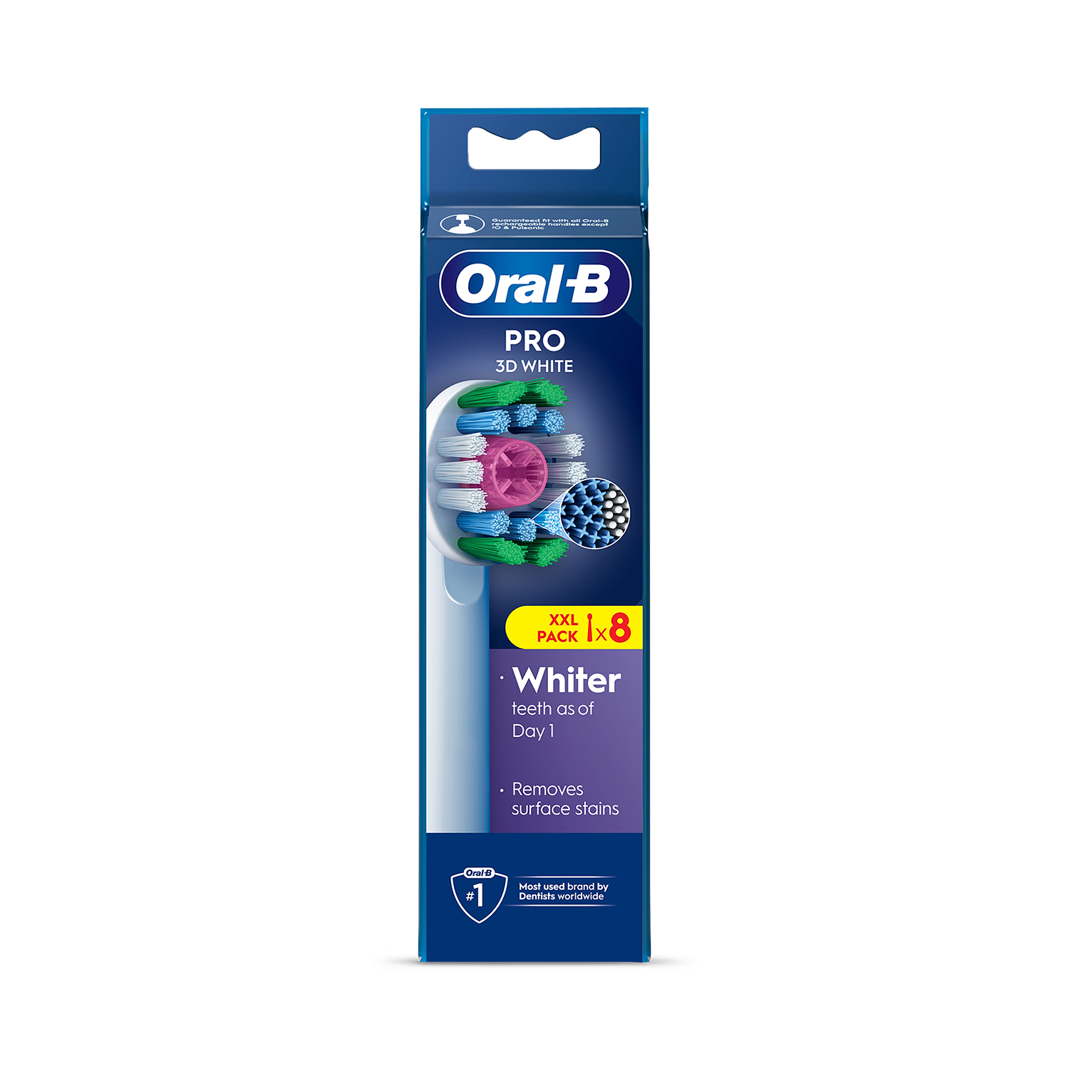 Oral-B Pro 3D White toothbrush heads with X Filament 8 count, imported from the UK