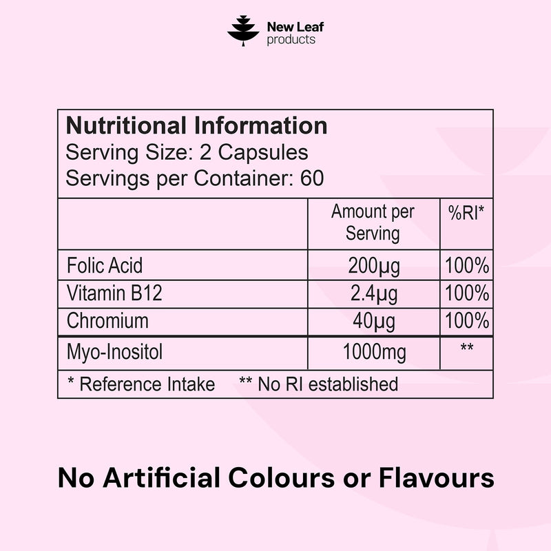 New Leaf Myo Inositol capsules 120 count (British brand)