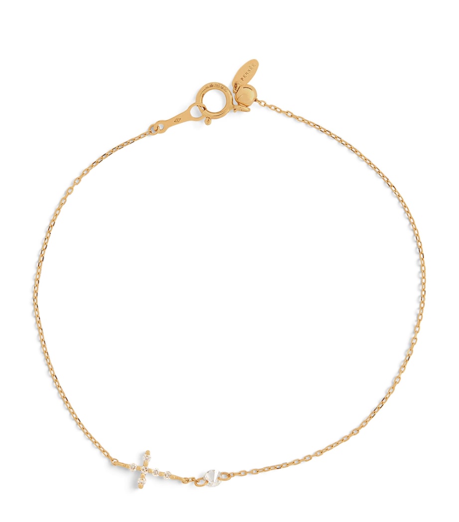 Persée gold cross bracelet with diamonds (British brand)