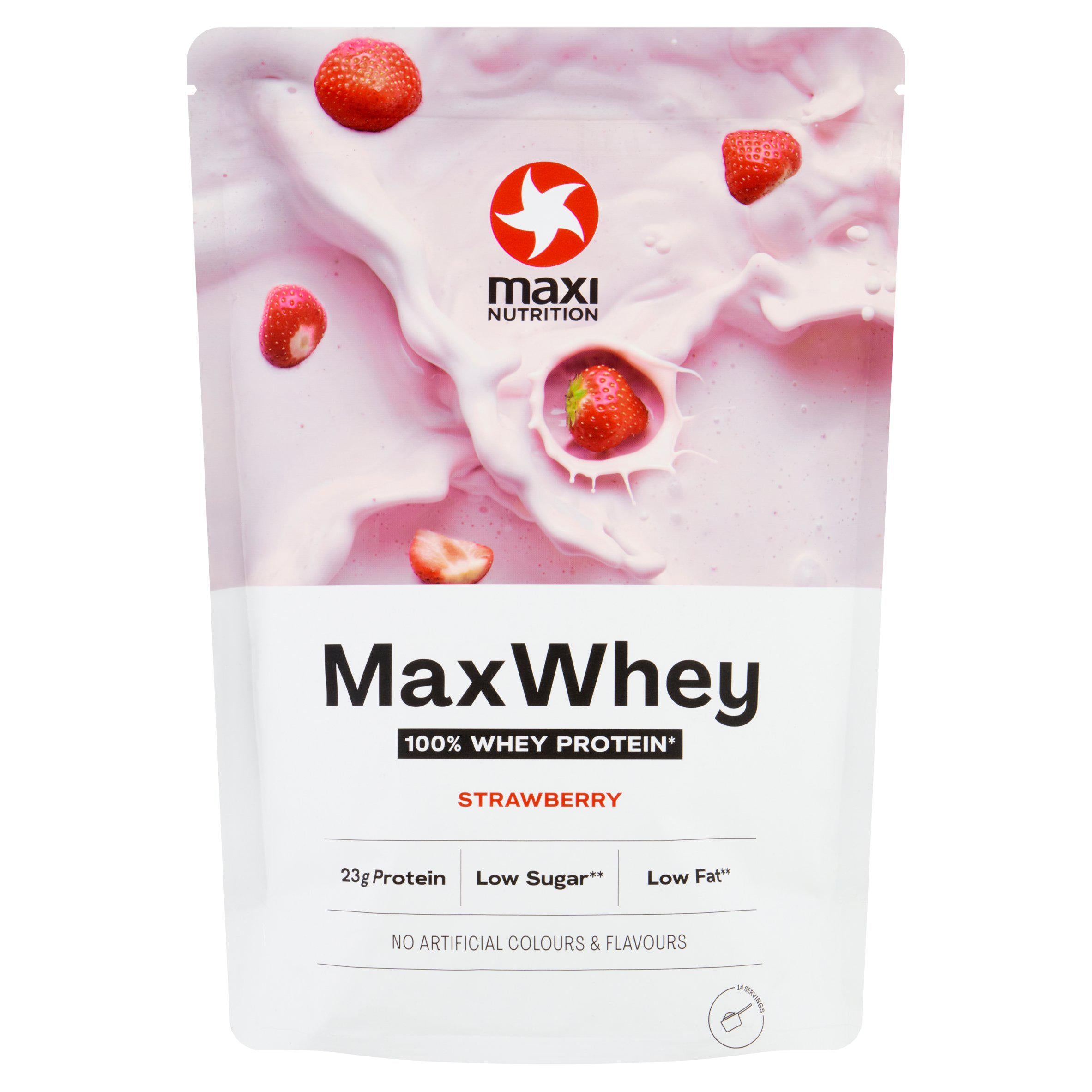 Maxi Nutrition Maxwhey Strawberry 420g GOODS Sainsburys   