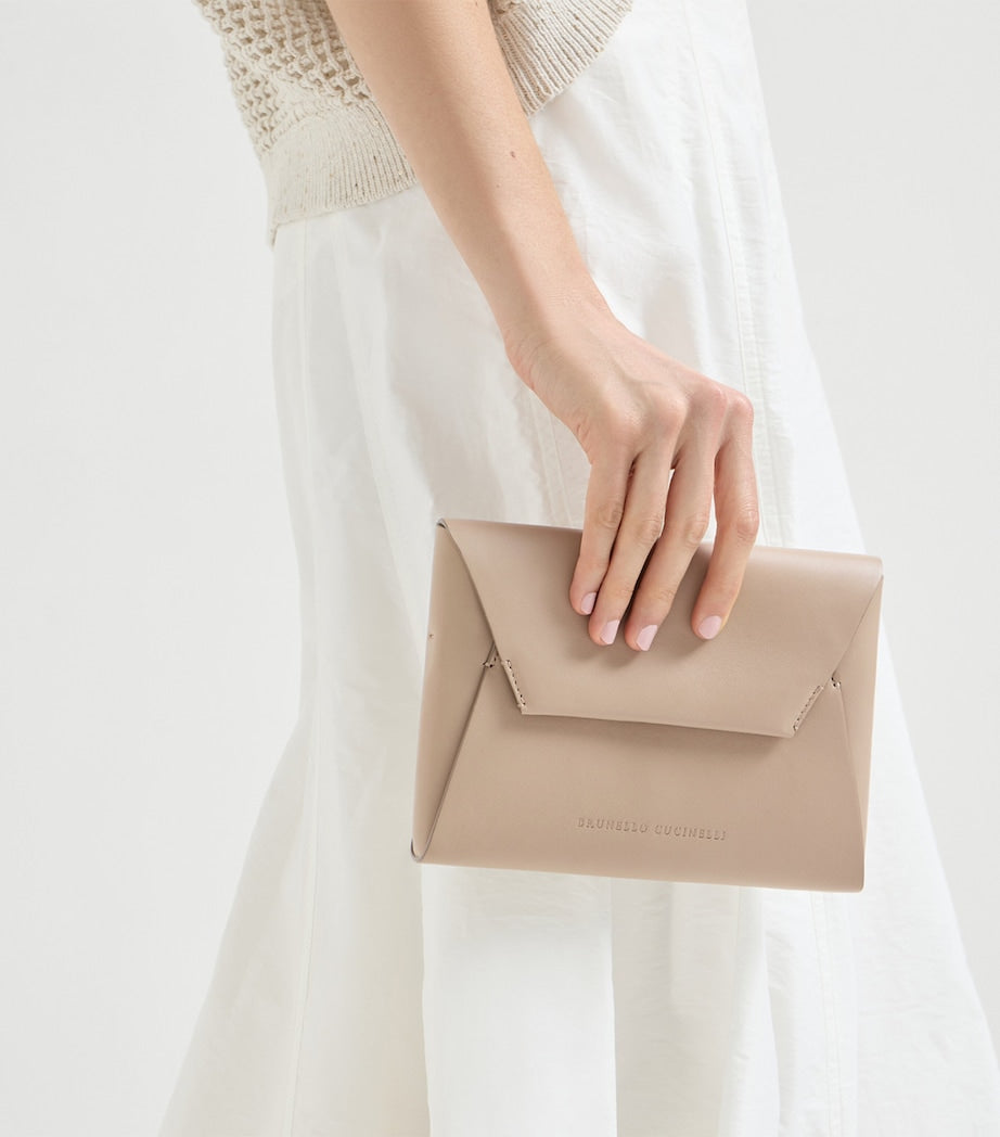Brunello Cucinelli leather clutch bag 15.5cm x 21cm, imported from the UK