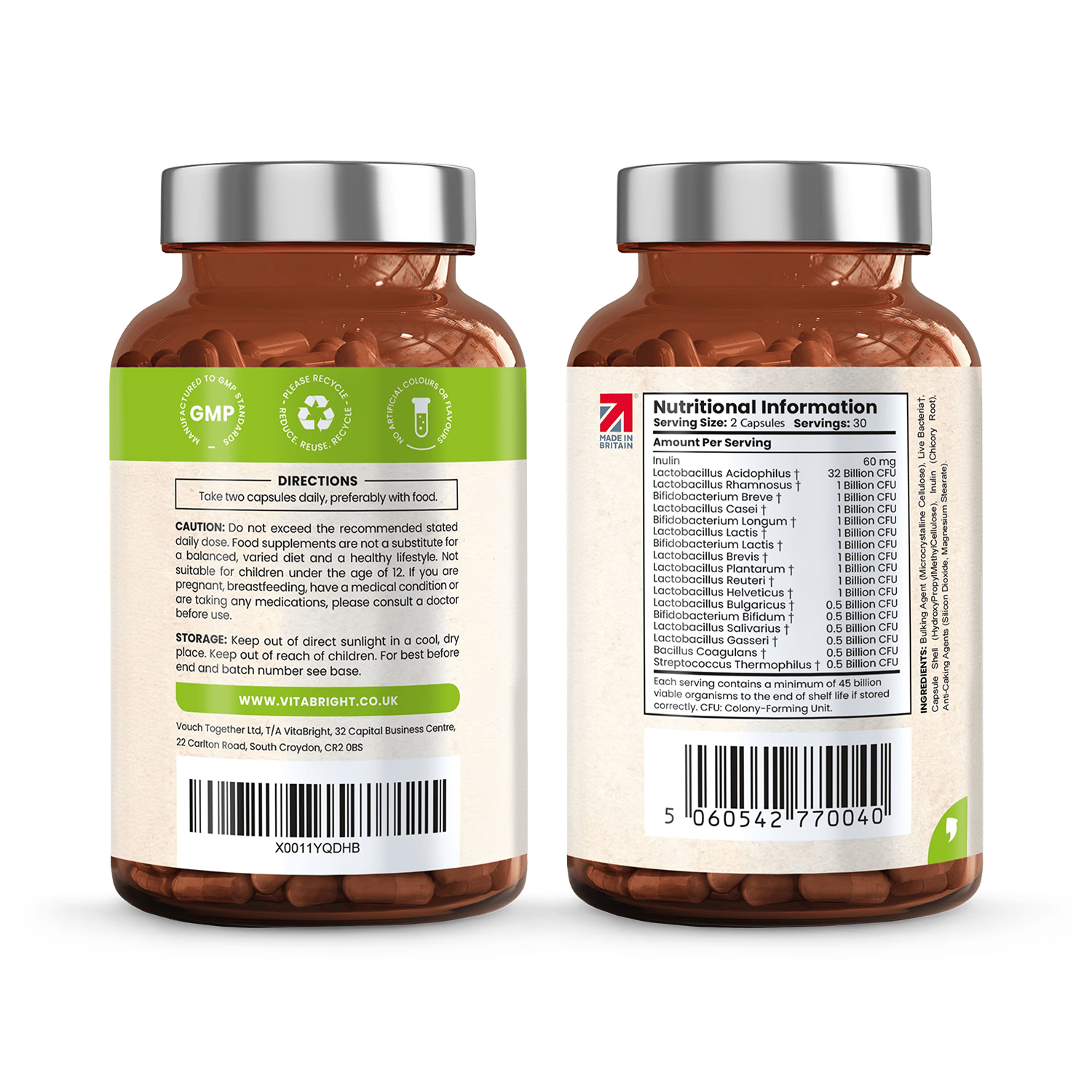 VitaBright probiotic complex 60 capsules 17 strains - British product