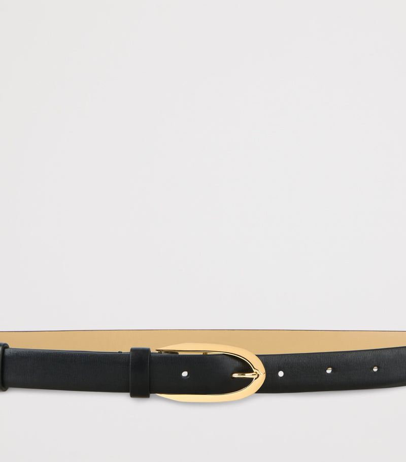 Givenchy calfskin leather belt with oval buckle, imported from the UK
