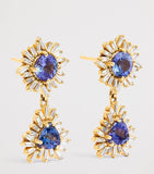 Suzanne Kalan blue sapphire diamond drop earrings 18kt yellow gold - British product