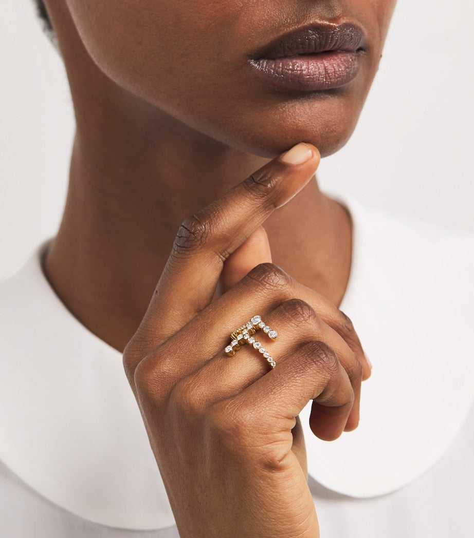 Sophie Bille Brahe yellow gold diamond initial ring UK version