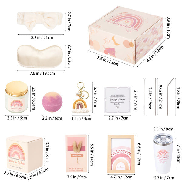 Livingandhome rainbow self-care pampering gift set in light beige, imported from the UK