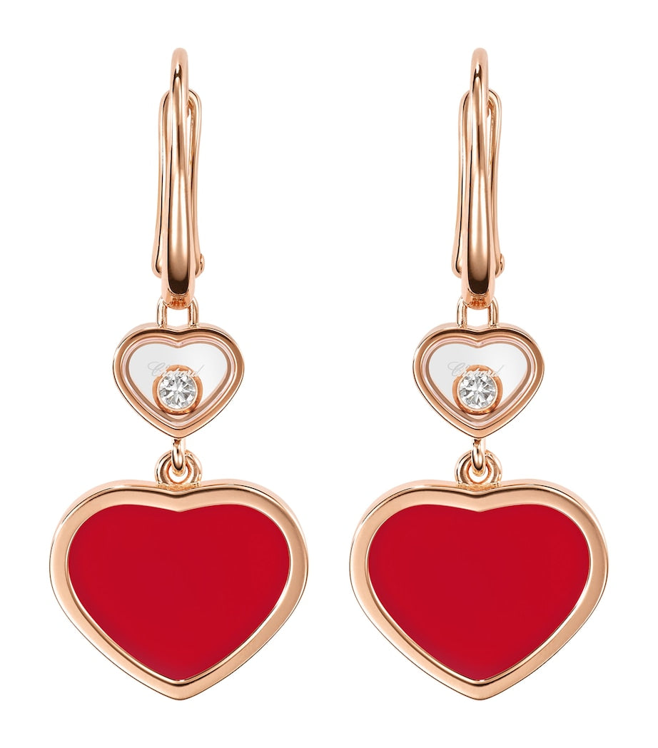 Chopard Happy Hearts earrings rose gold carnelian moving diamond, UK version