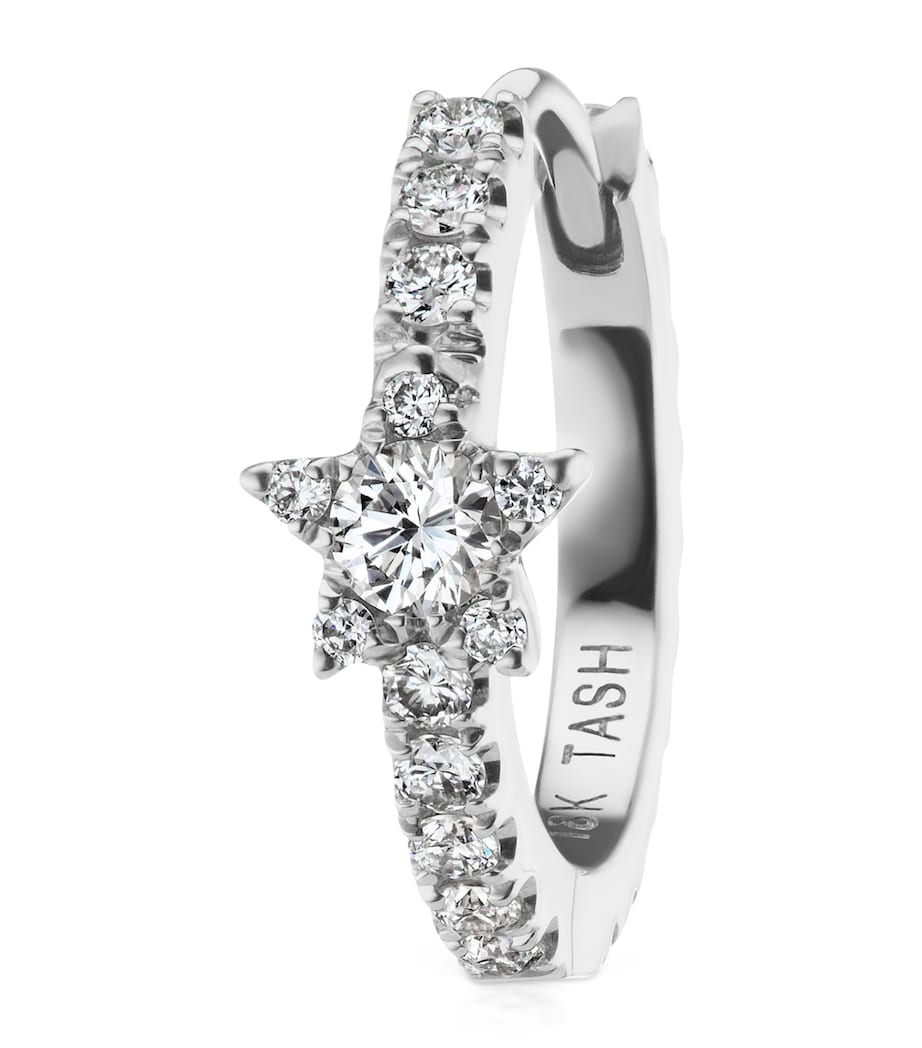 Maria Tash white gold diamond star hoop earring 9.5mm, imported from the UK
