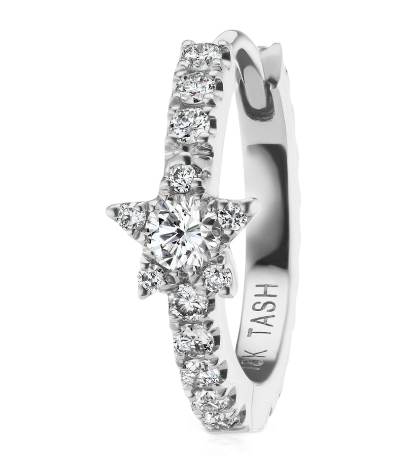 Maria Tash white gold diamond star hoop earring 9.5mm, imported from the UK