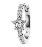 Maria Tash white gold diamond star hoop earring 9.5mm, imported from the UK