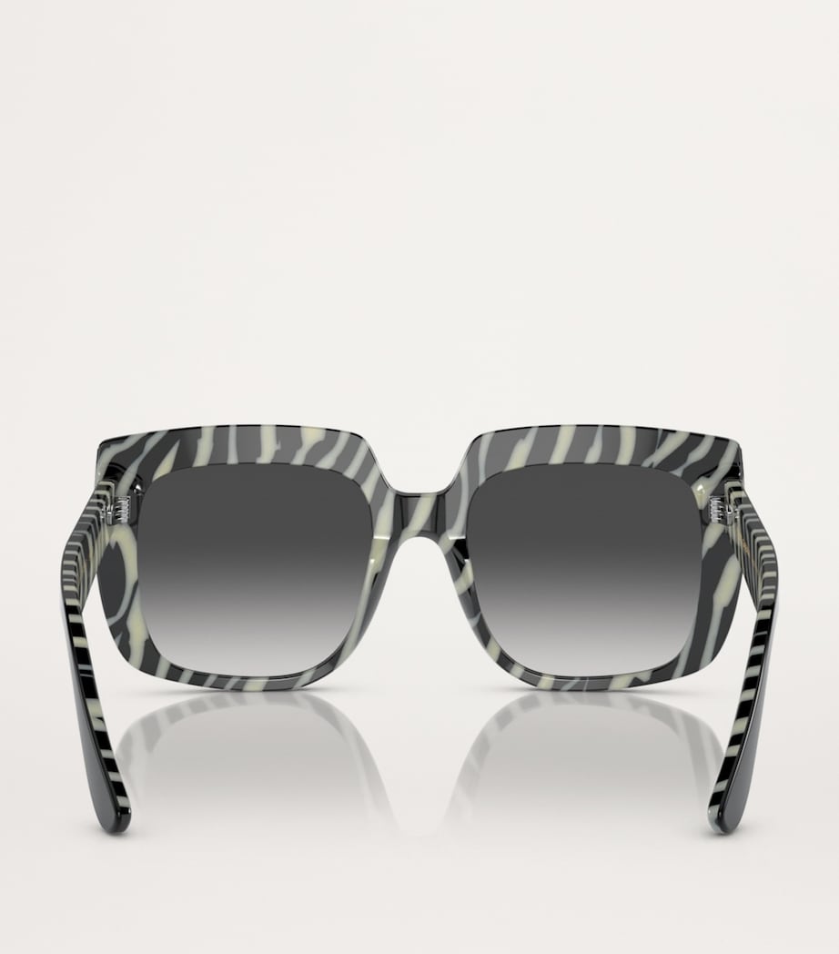 Dolce&Gabbana acetate square sunglasses with zebra tortoiseshell finish, imported from the UK