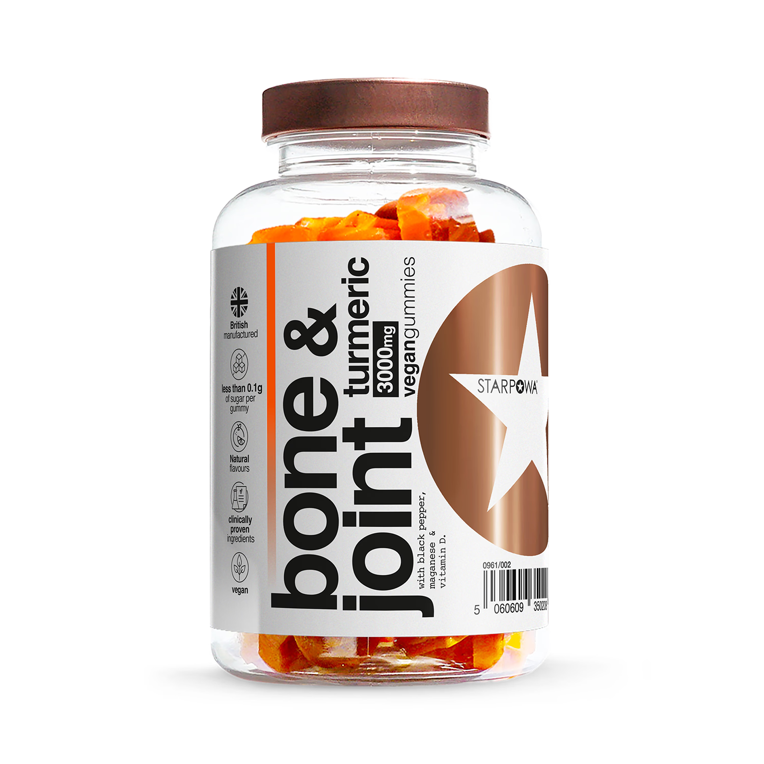 Starpowa Bone Joint Turmeric Gummies with Black Pepper 60 (British brand)