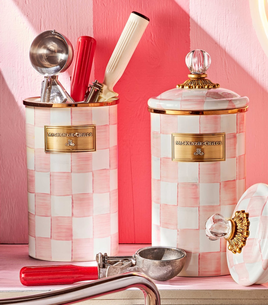 MacKenzie-Childs Rosy Check Utensil Holder, imported from the UK