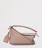 LOEWE Puzzle top-handle bag in ostrich leather, imported from the UK