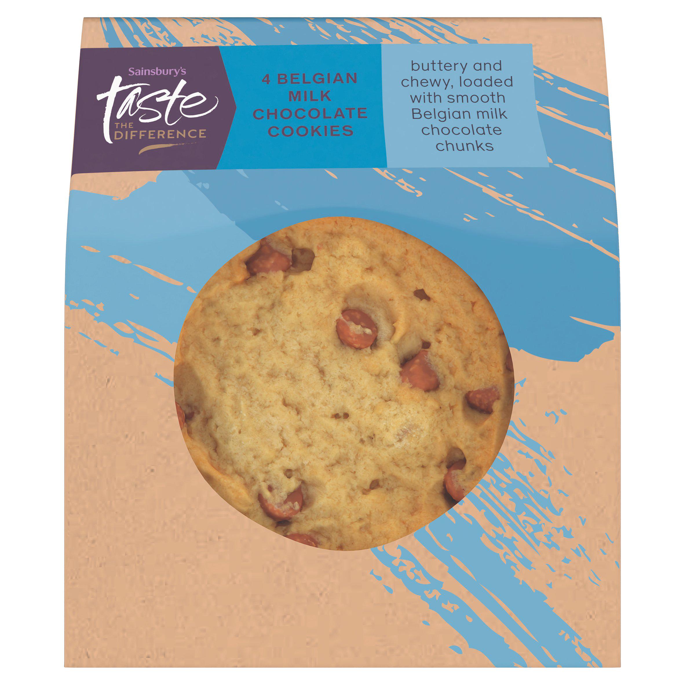 Sainsbury’s Belgian Milk Chocolate Cookies, Taste the Difference x4 GOODS Sainsburys   