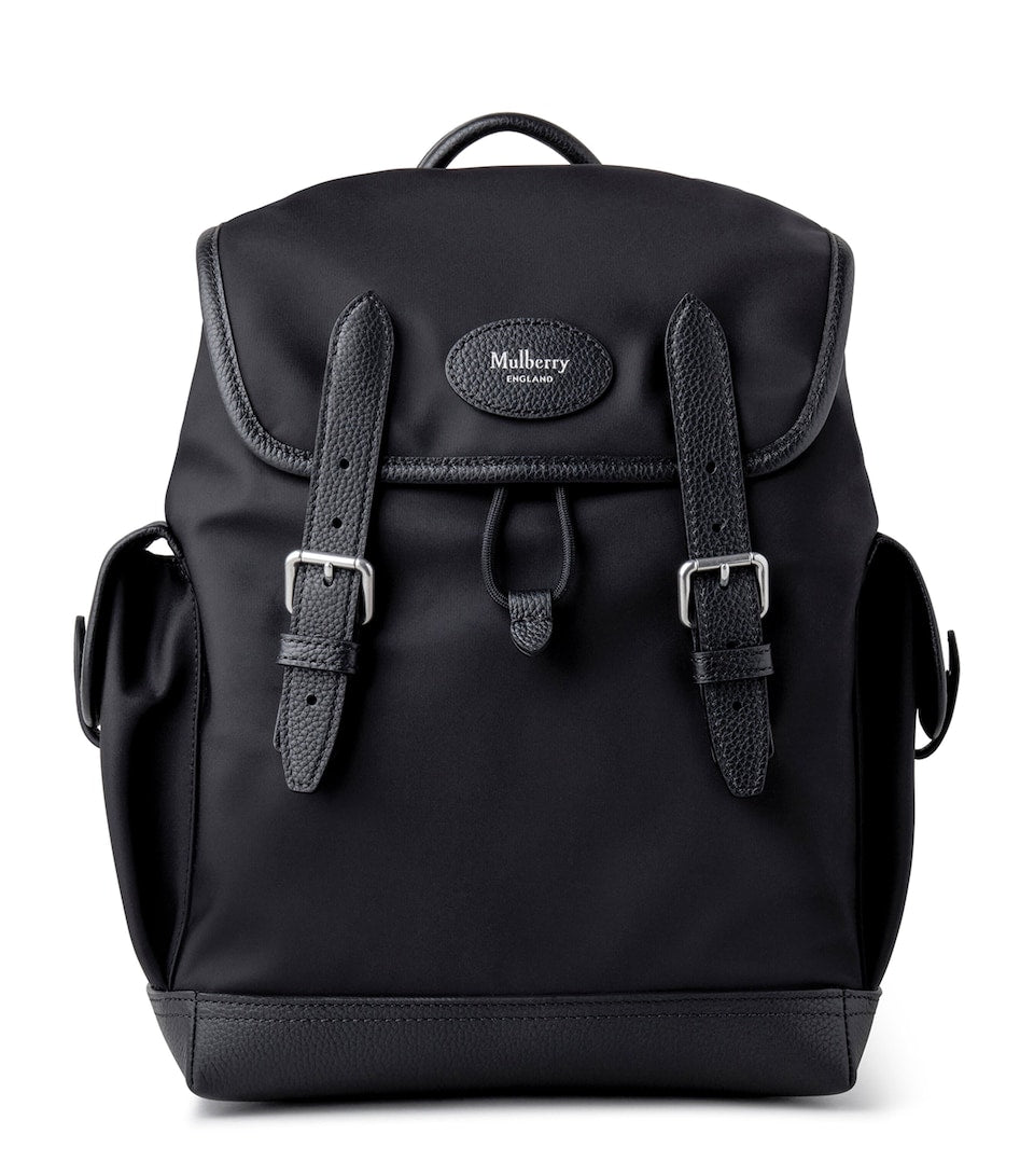 Scratch-Resistant Grained Leather Backpack with Buckle Fastening